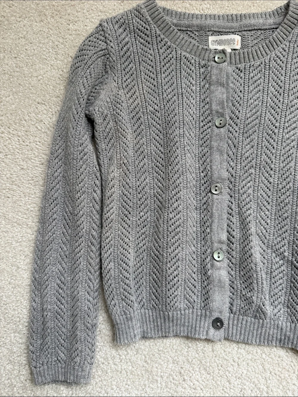 Gymboree Gray Cable Knit Button-Front Cardigan